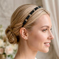 Black Crystal Tiara – Elegantes schwarzes Kristall Haarband mit silbernen Akzenten, Handgefertigte Krone - AVYRAA BRIDAL