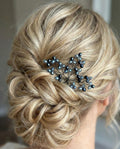 Blaue Kristall Haarnadeln für Brautfrisur, Handgemachter Braut Haarschmuck mit hellblauen und dunkelblauen Kristallen, Elegant und Modern - AVYRAA BRIDAL