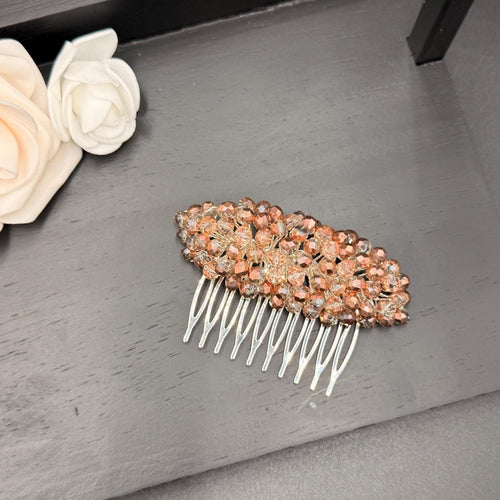 Braut Haarkamm Champagner Kupfer Kristall Draht Haarschmuck - AVYRAA BRIDAL