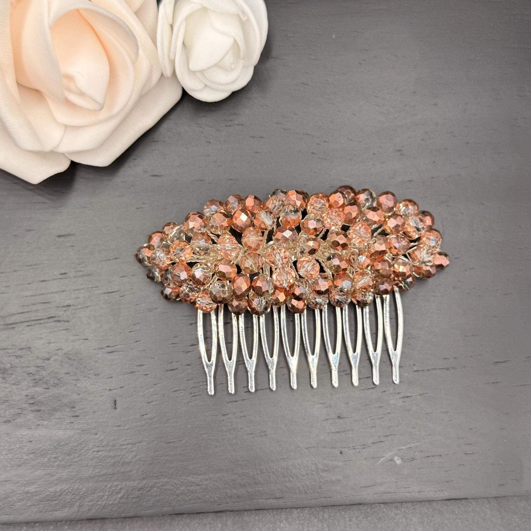 Braut Haarkamm Champagner Kupfer Kristall Draht Haarschmuck - AVYRAA BRIDAL