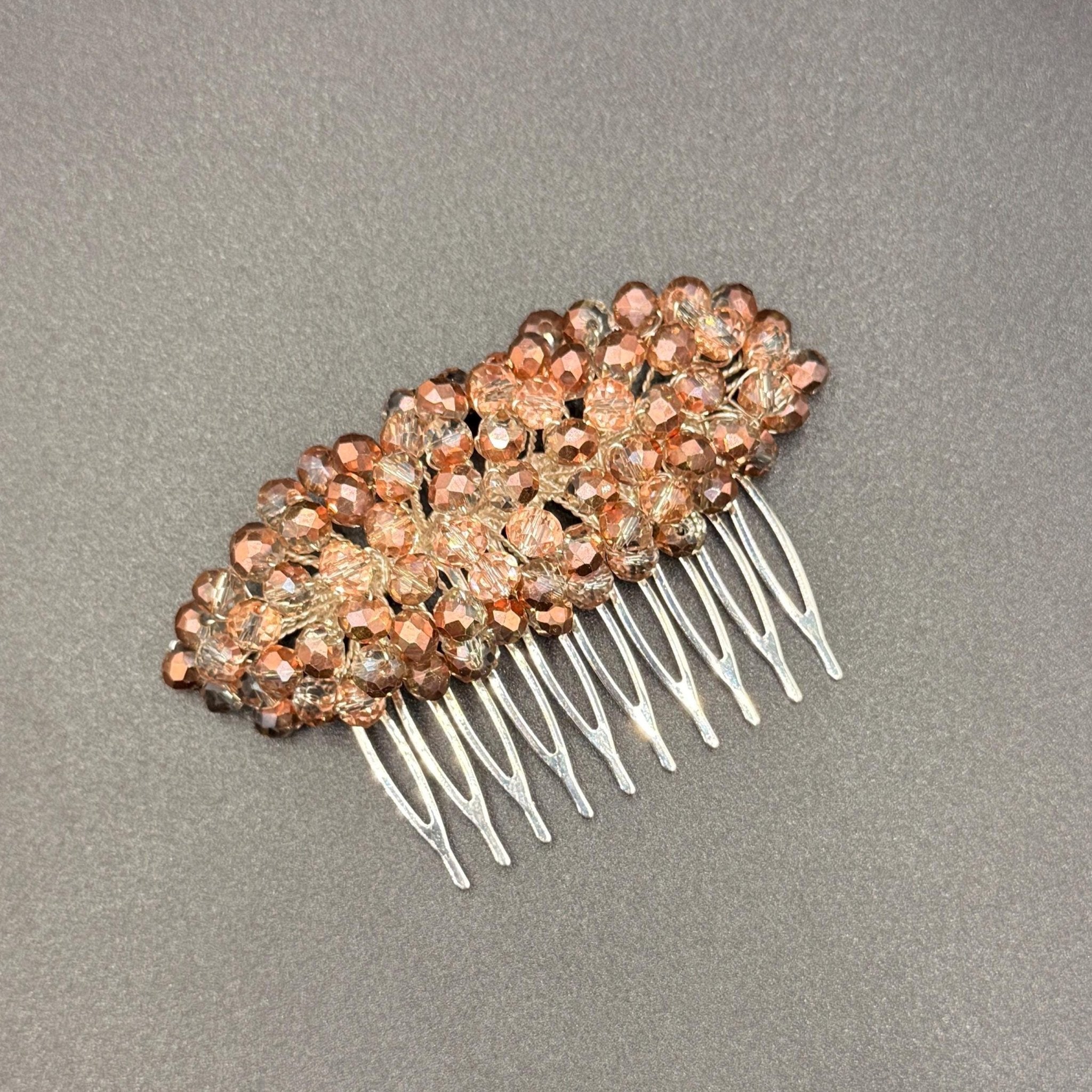 Braut Haarkamm Champagner Kupfer Kristall Draht Haarschmuck - AVYRAA BRIDAL