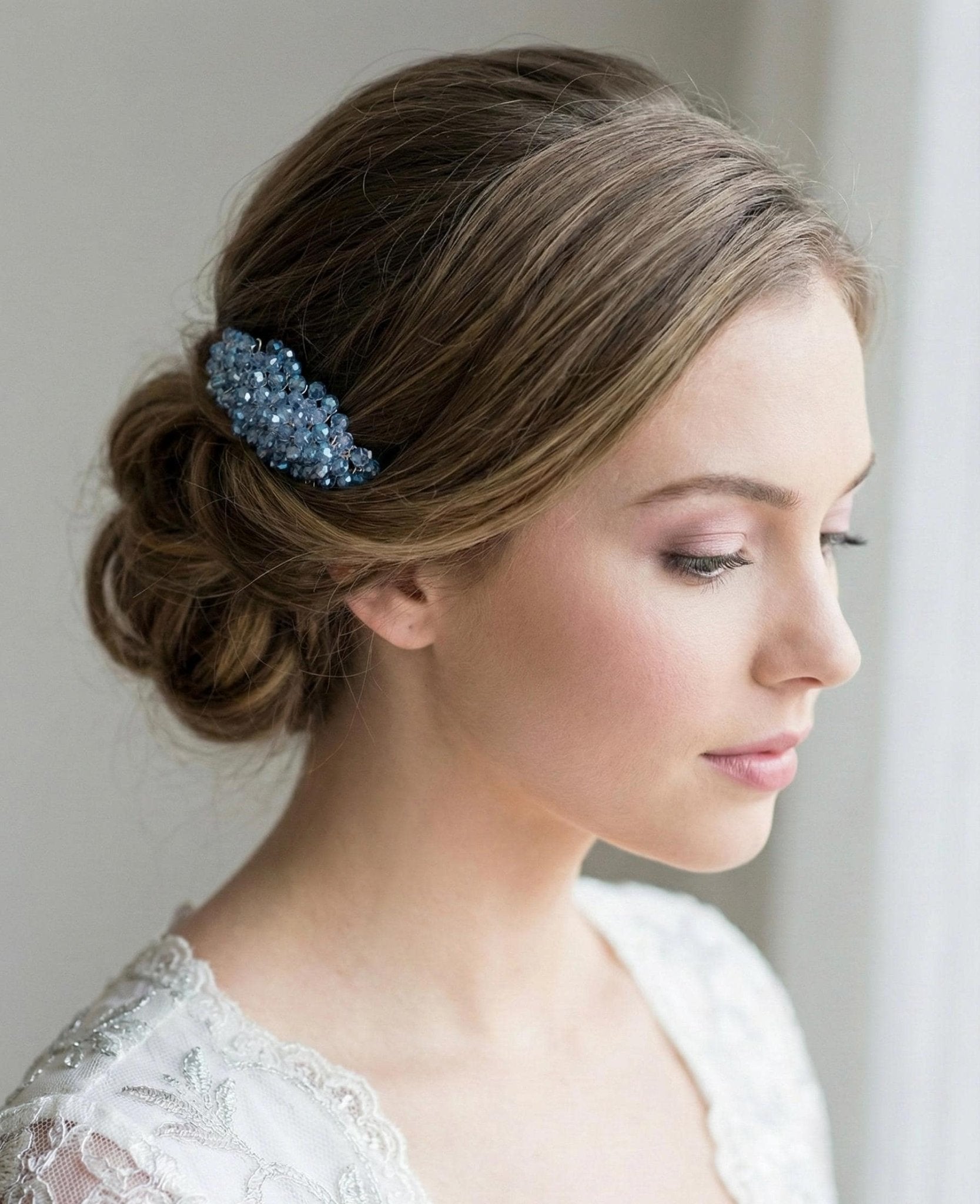 Braut Haarkamm Hellblau Kristall Draht Haarschmuck - AVYRAA BRIDAL