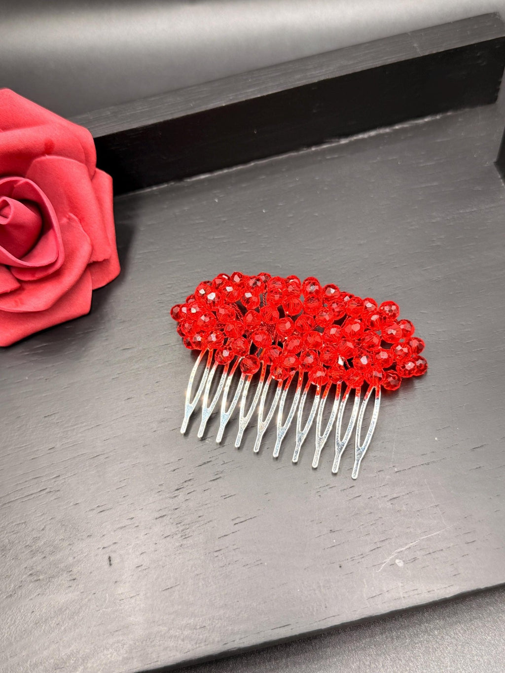 Braut Haarkamm Karminrot Kristall Strass Draht Haarschmuck - AVYRAA BRIDAL