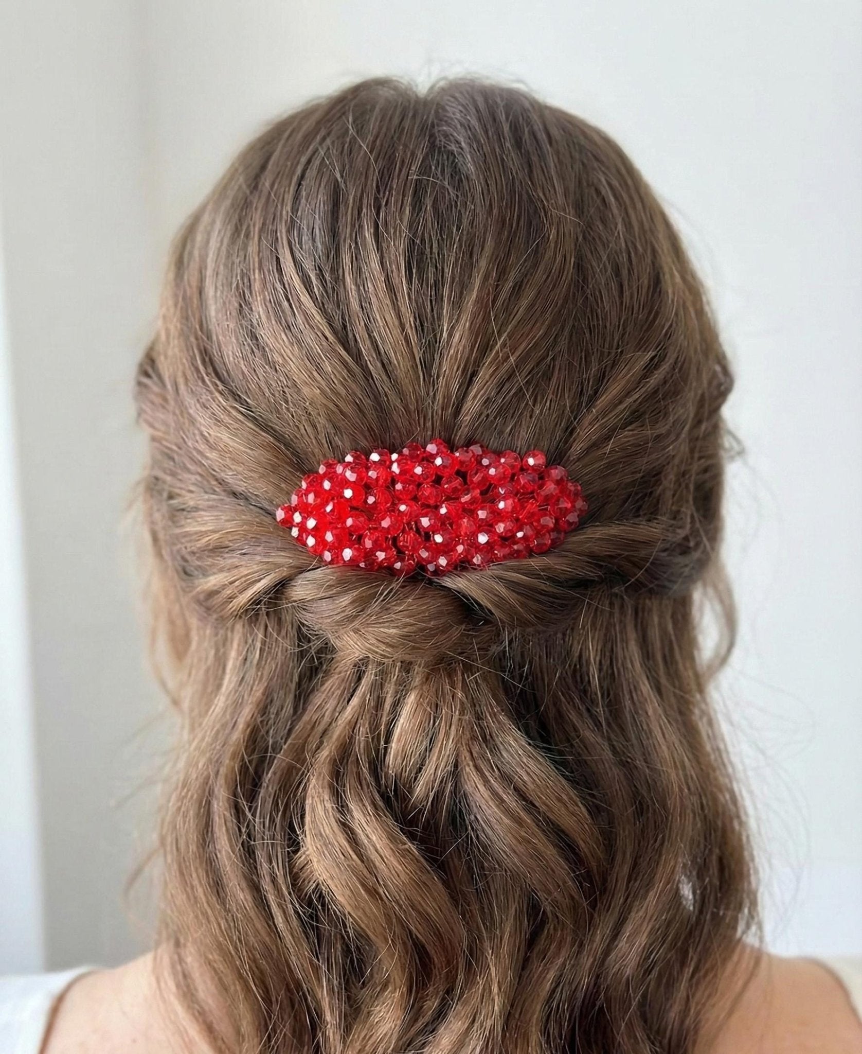 Braut Haarkamm Karminrot Kristall Strass Draht Haarschmuck - AVYRAA BRIDAL