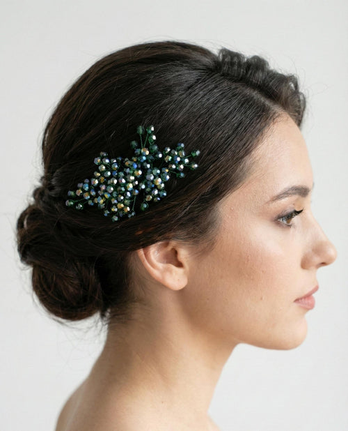 Braut Haarkamm mit facettierten Kristallen handgefertigt elegant ca. 10 cm - AVYRAA BRIDAL