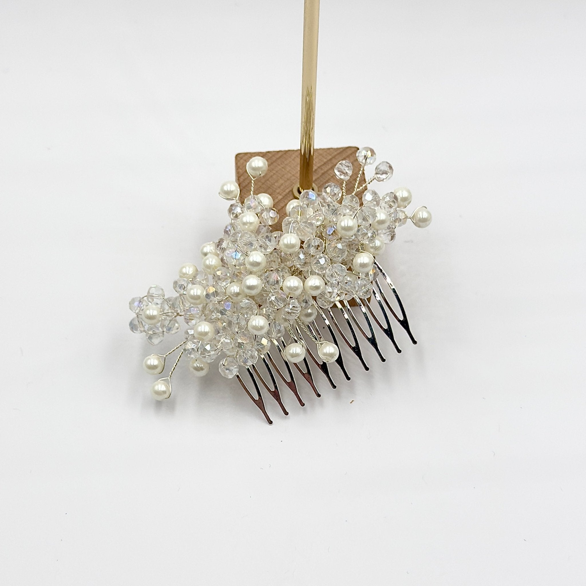 Braut Haarkamm mit Kristallen und Perlen 10 cm - AVYRAA BRIDAL
