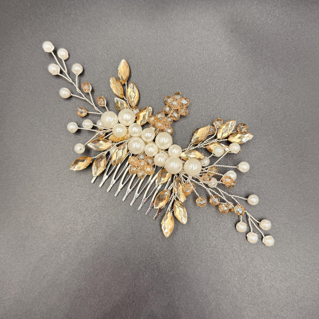 Braut Haarkamm mit Kristallen und Perlen 16 cm - AVYRAA BRIDAL