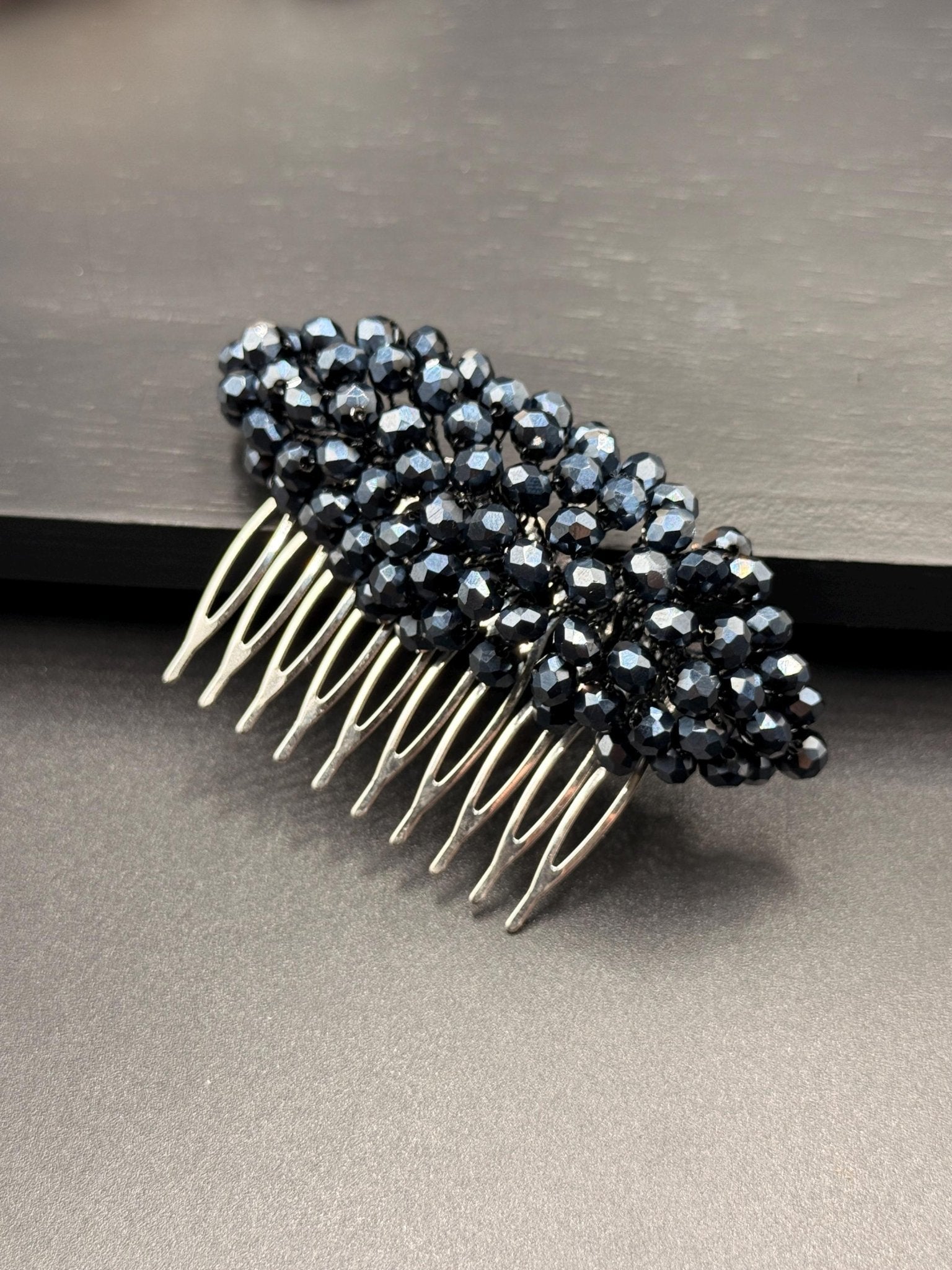Braut Haarkamm Navyblau Kristall Perlen Haarschmuck - AVYRAA BRIDAL