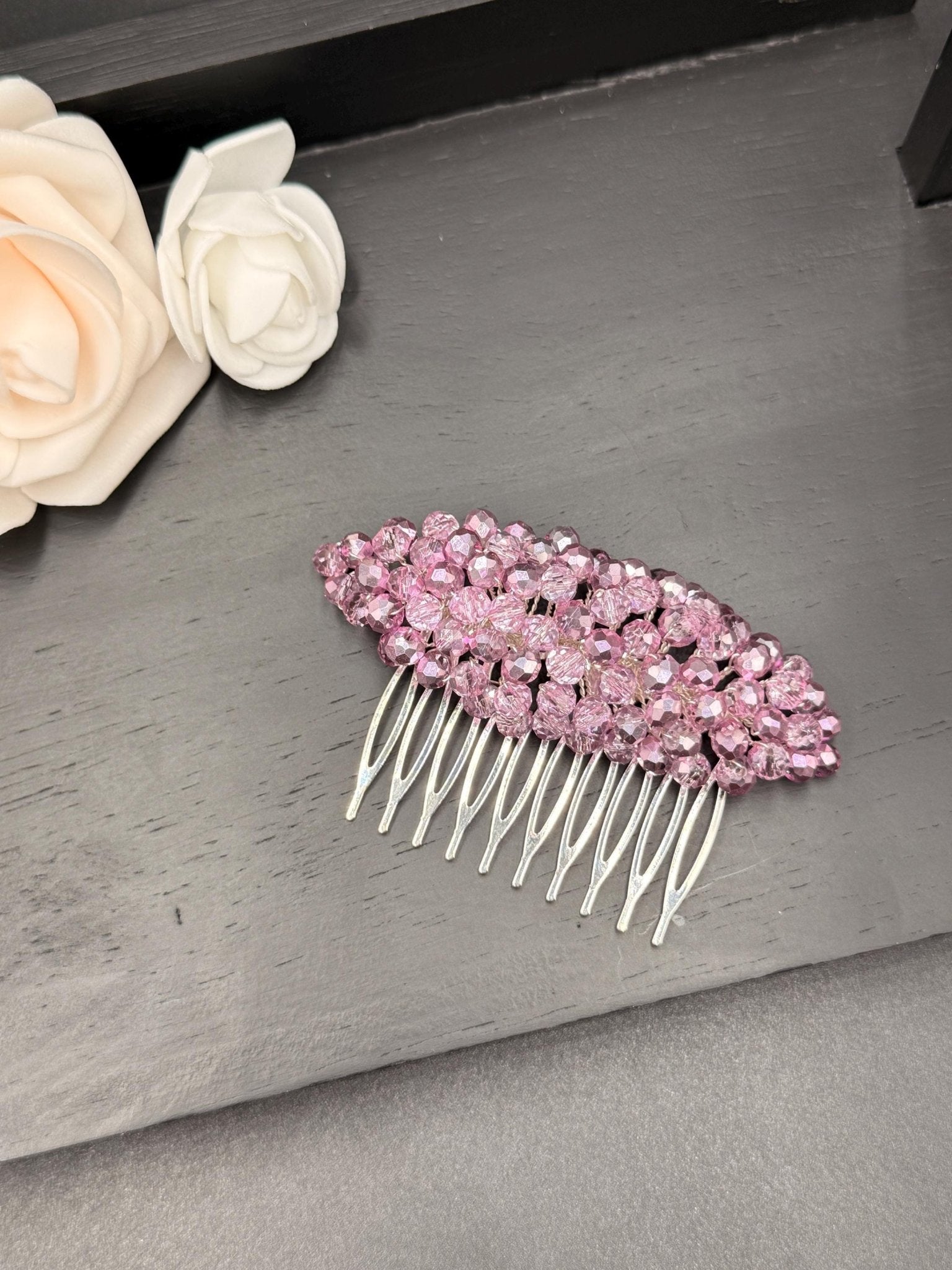 Braut Haarkamm Rosa Transparent Bicolor Kristall Haarschmuck - AVYRAA BRIDAL