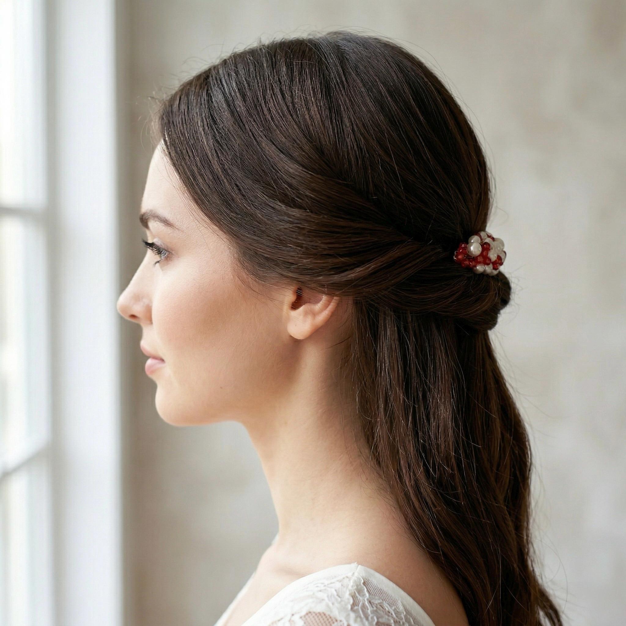 Braut Haarkamm Rot Kristall Strass Draht Haarschmuck - AVYRAA BRIDAL