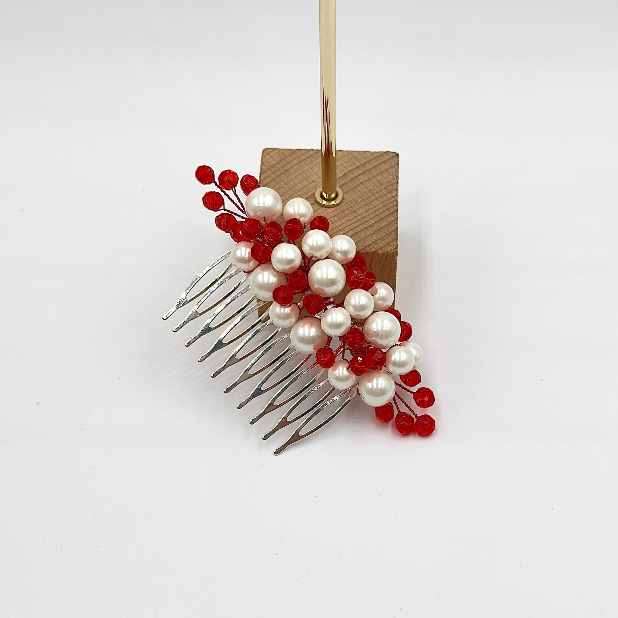 Braut Haarkamm Rot Kristall Strass Draht Haarschmuck - AVYRAA BRIDAL