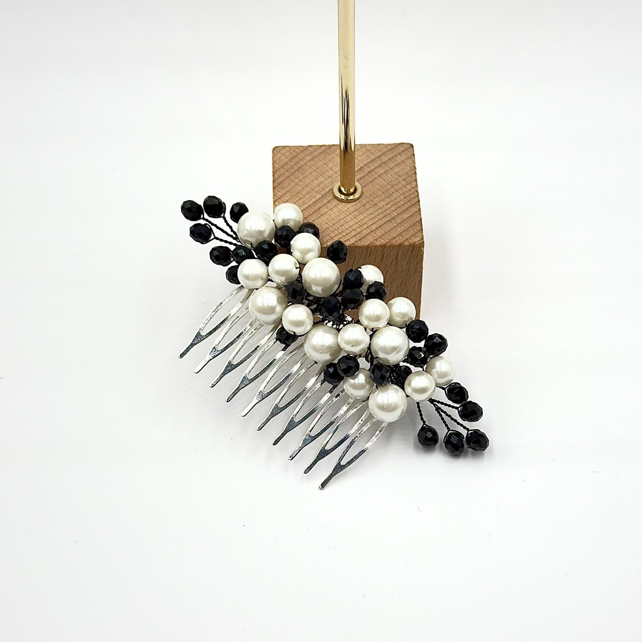 Braut Haarkamm Schwarz Kristall Strass Draht Haarschmuck - AVYRAA BRIDAL