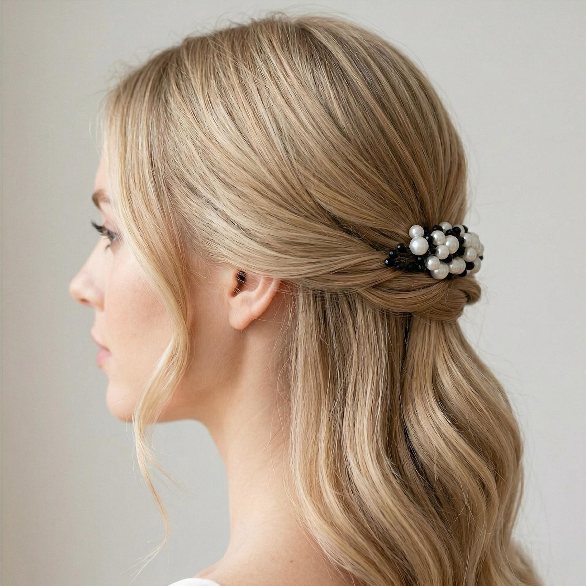 Braut Haarkamm Schwarz Kristall Strass Draht Haarschmuck - AVYRAA BRIDAL