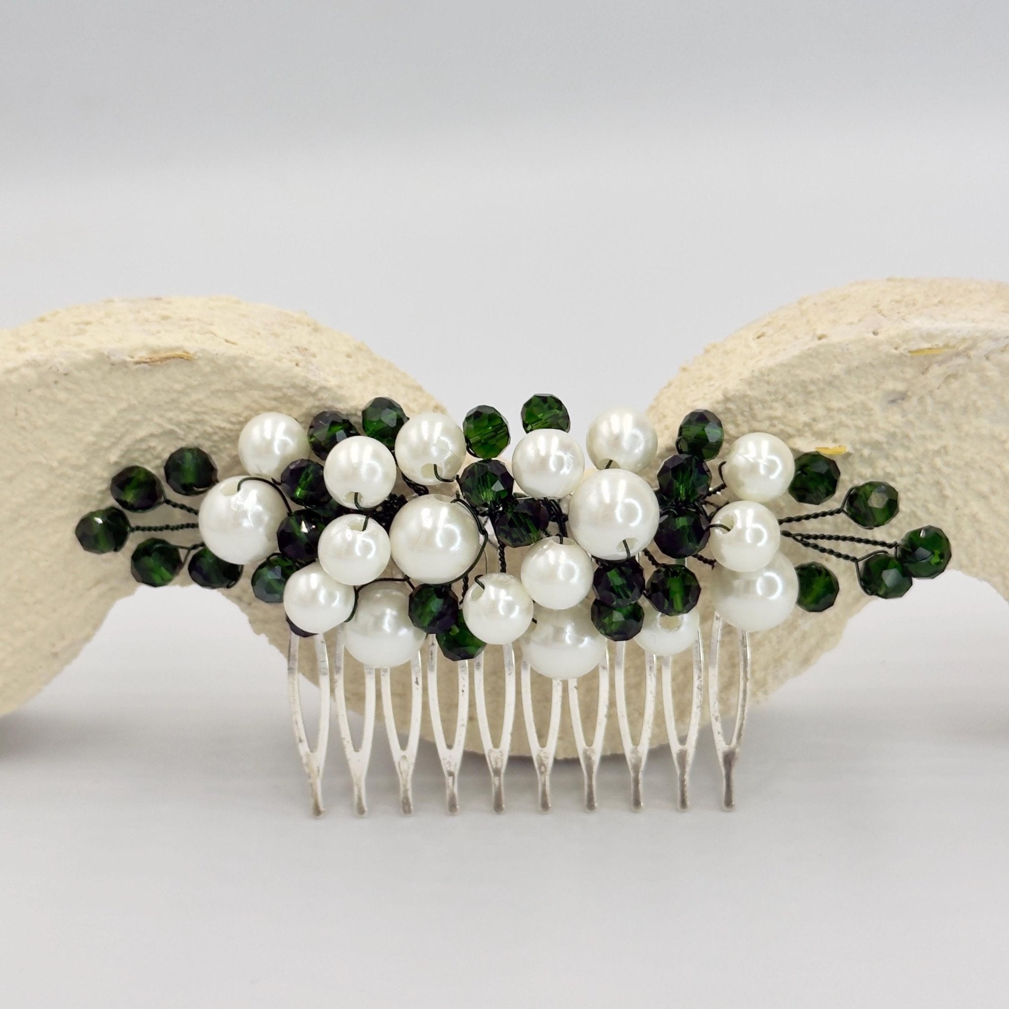 Braut Haarkamm Smaragdgrün Kristall Draht Haarschmuck - AVYRAA BRIDAL