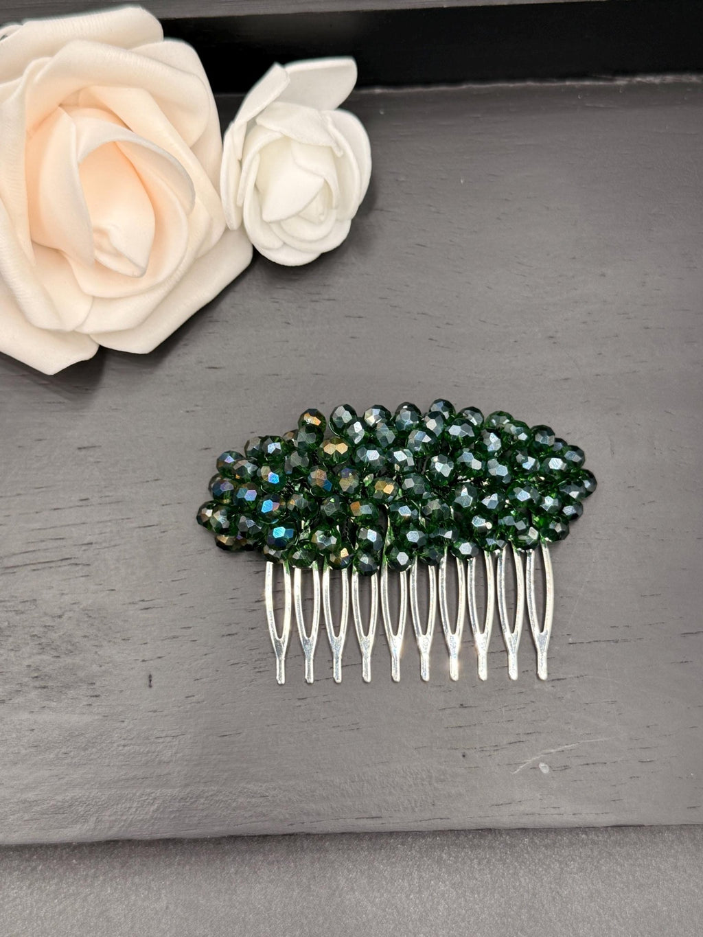 Braut Haarkamm Smaragdgrün Kristall Strass Draht Haarschmuck - AVYRAA BRIDAL