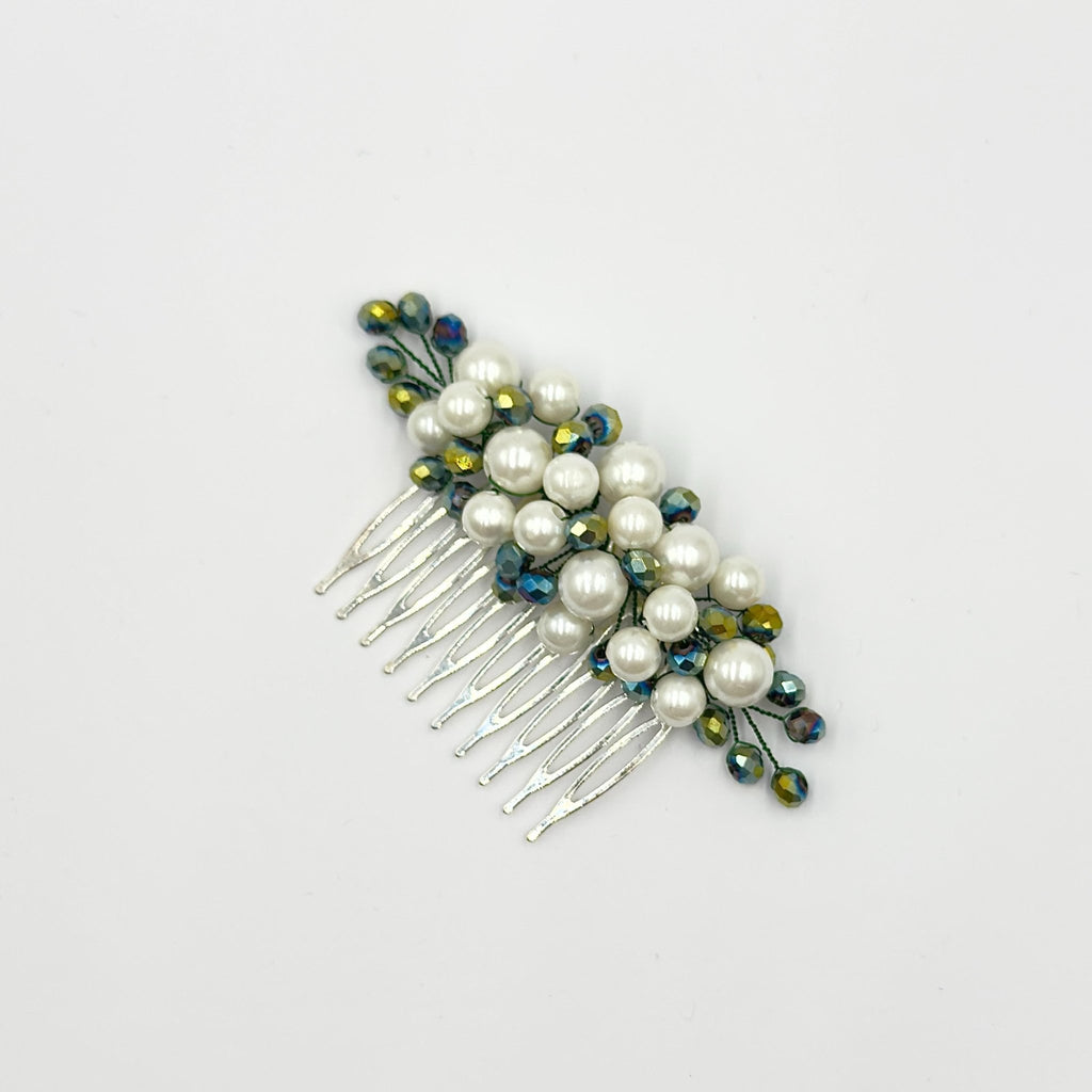 Braut Haarkamm Smaragdgrün Kristall Strass Draht Haarschmuck - AVYRAA BRIDAL