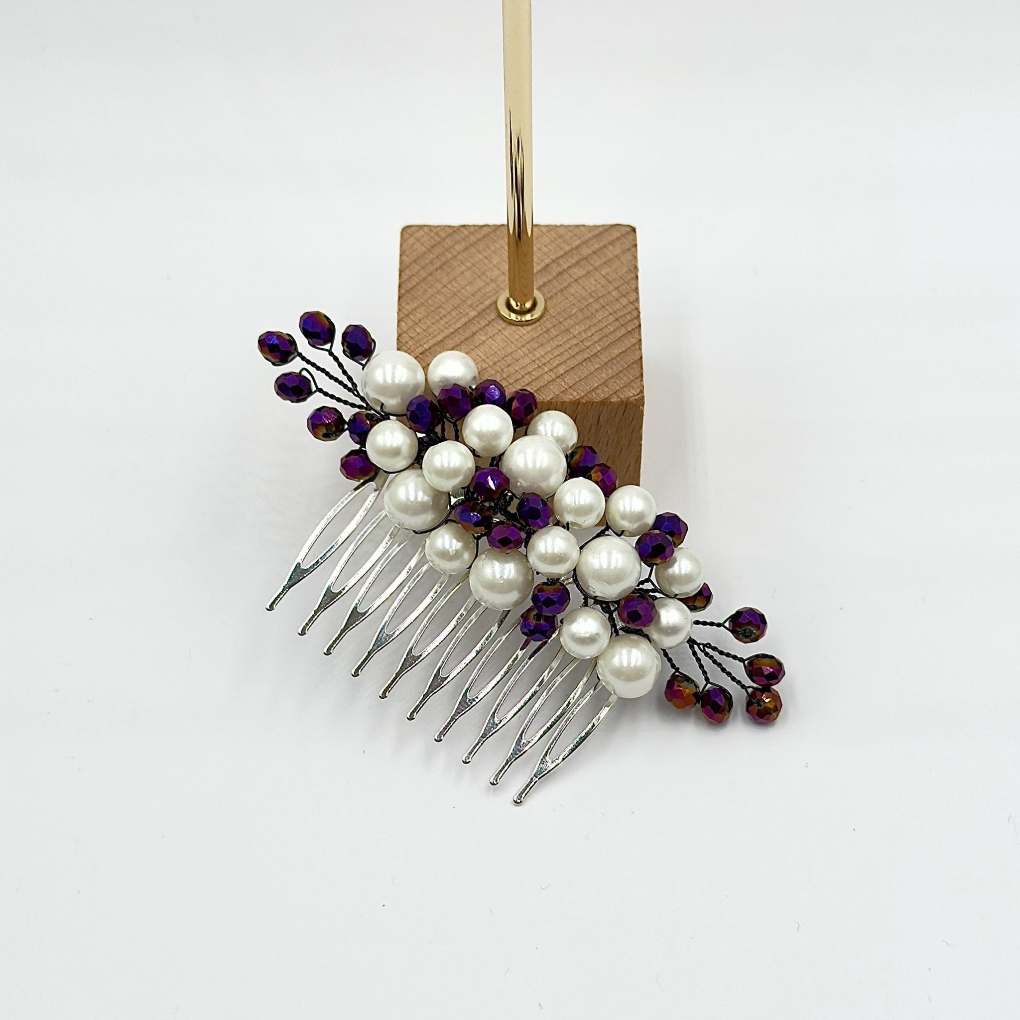 Braut Haarkamm Violett Kristall Strass Draht Haarschmuck - AVYRAA BRIDAL