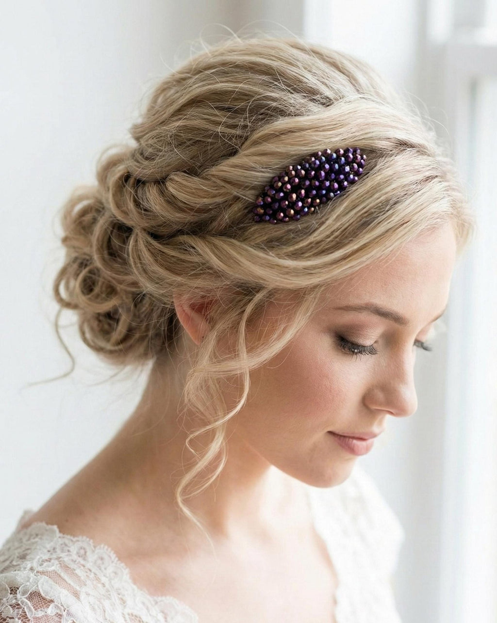 Braut Haarkamm Violett Kristall Strass Draht Haarschmuck - AVYRAA BRIDAL