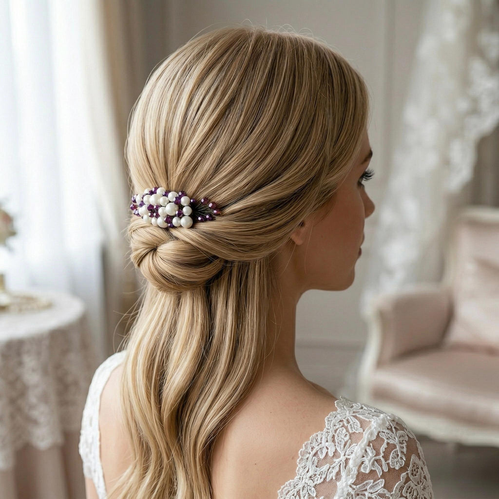 Braut Haarkamm Violett Kristall Strass Draht Haarschmuck - AVYRAA BRIDAL