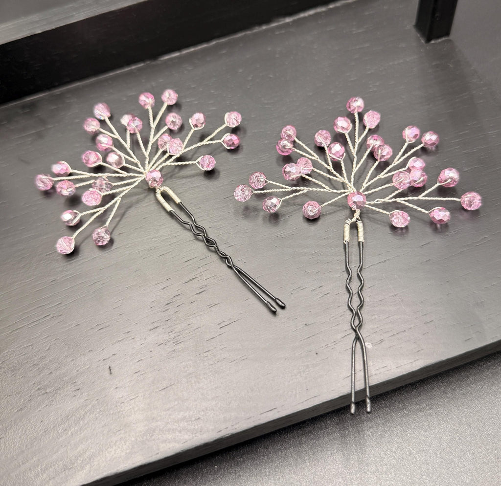 Braut Haarnadel Rosa Bicolor Kristall Strass Draht Haarschmuck - AVYRAA BRIDAL