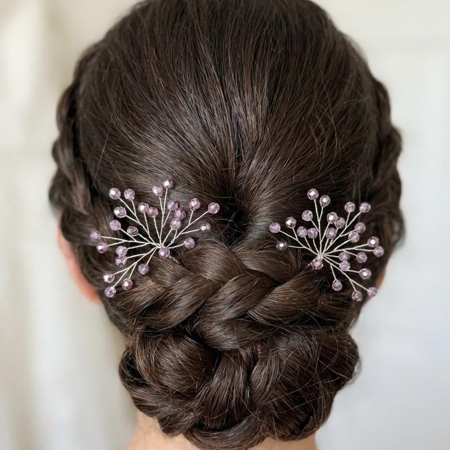 Braut Haarnadel Rosa Bicolor Kristall Strass Draht Haarschmuck - AVYRAA BRIDAL