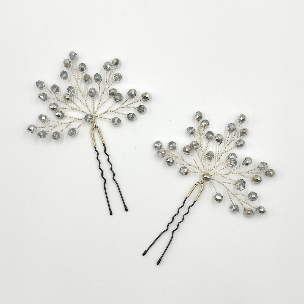 Braut Haarnadel Silber Klar Kristall Glas Draht Haarschmuck - AVYRAA BRIDAL