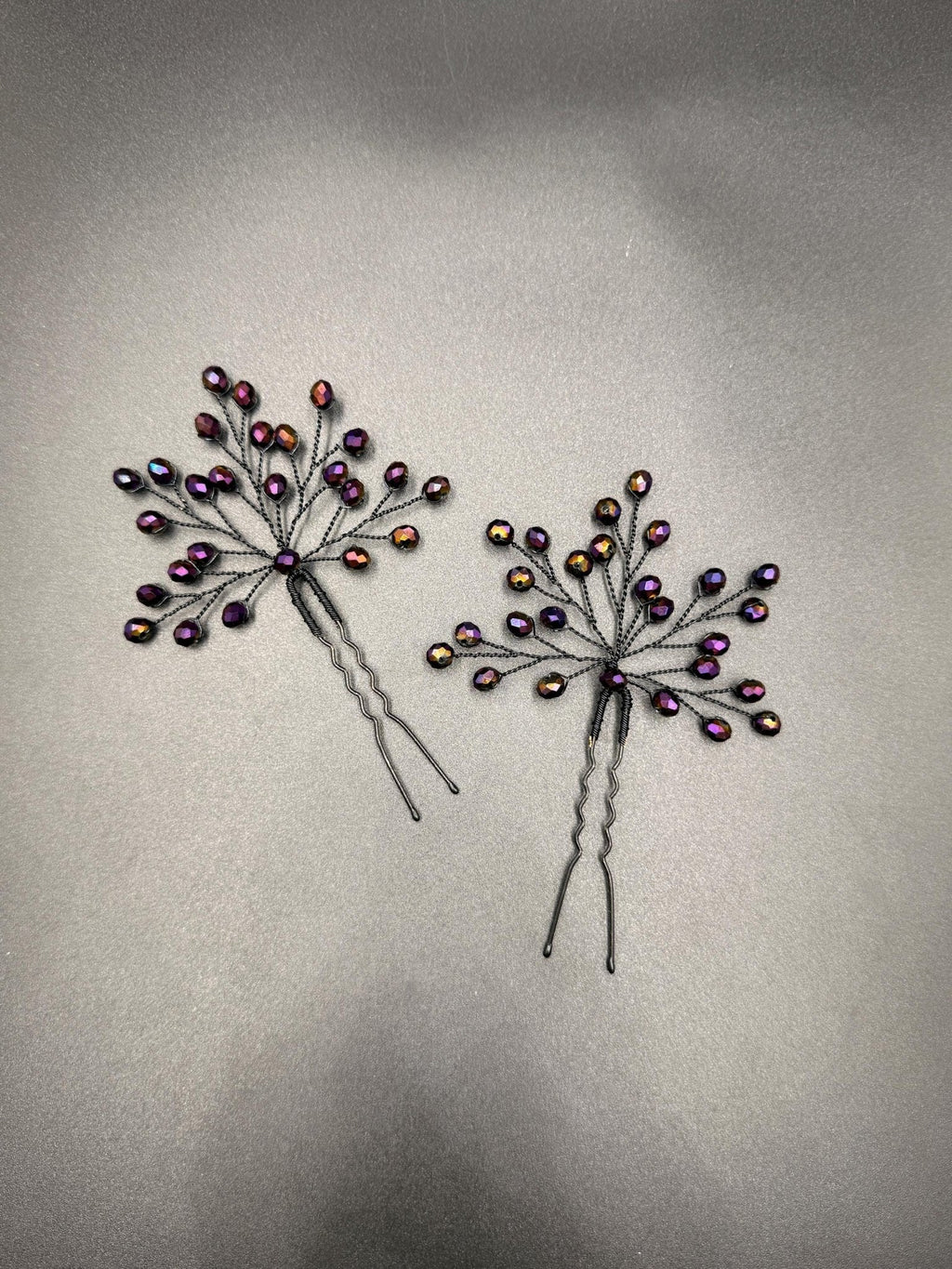 Braut Haarnadel Zweig Dunkelviolett Iris Kristall Draht Haarschmuck - AVYRAA BRIDAL