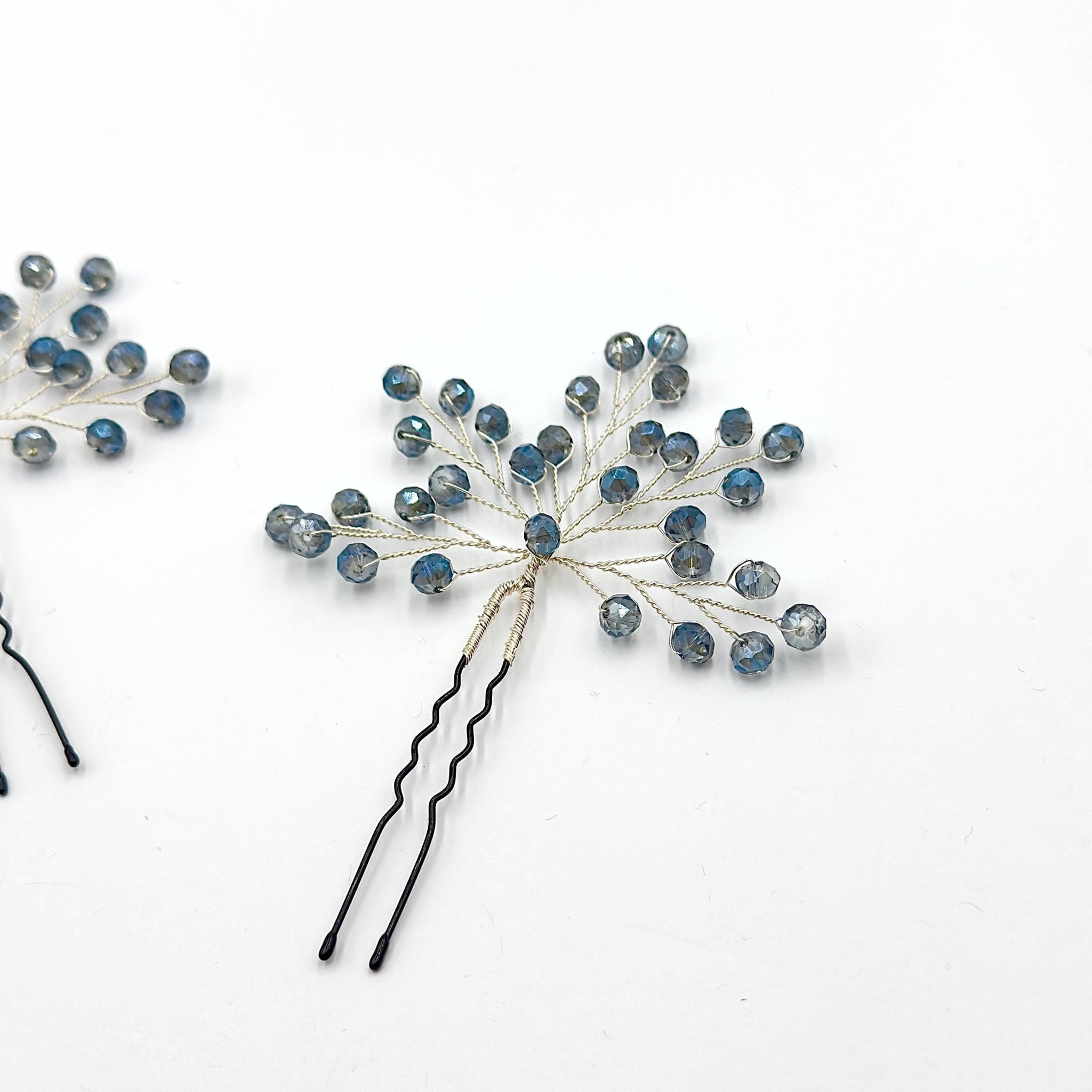Braut Haarnadeln Blau Hellblau Kristall Strass Draht Haarschmuck - AVYRAA BRIDAL