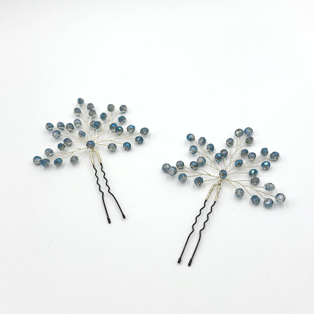 Braut Haarnadeln Blau Hellblau Kristall Strass Draht Haarschmuck - AVYRAA BRIDAL