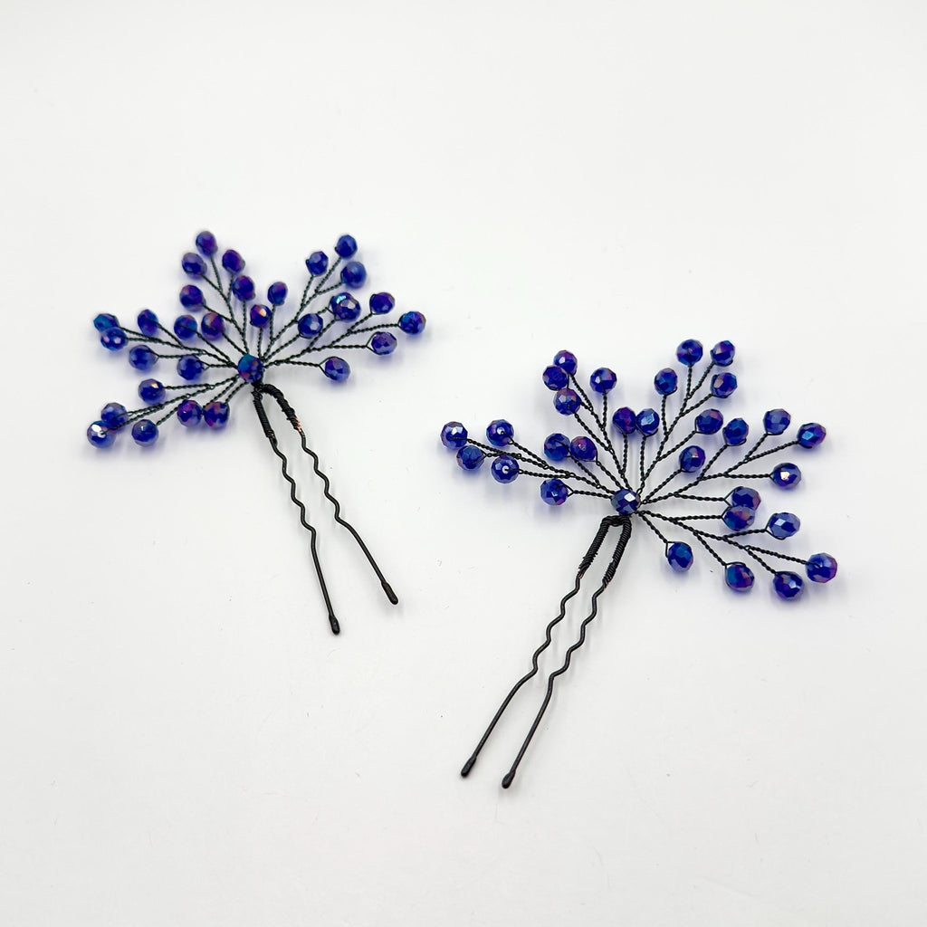 Braut Haarnadeln Blau Kristall Strass Draht Haarschmuck - AVYRAA BRIDAL