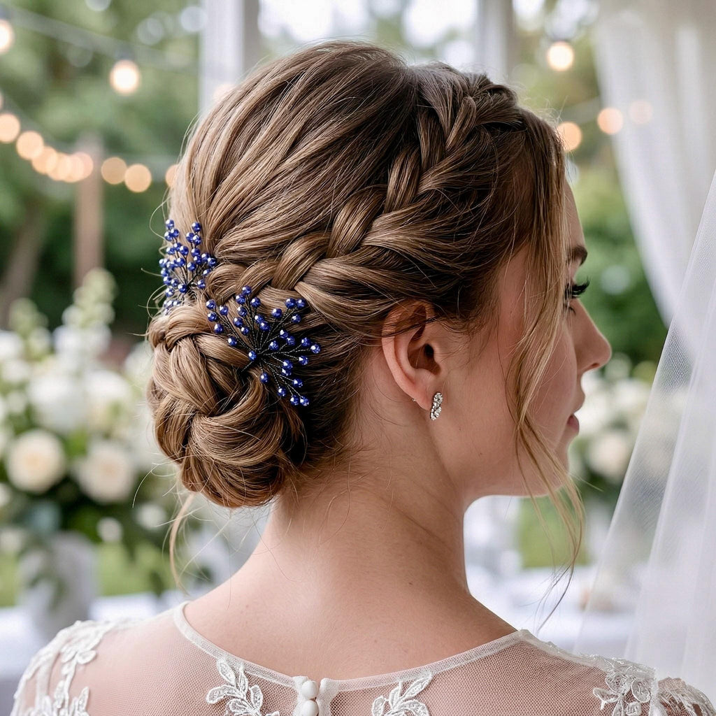 Braut Haarnadeln Blau Kristall Strass Draht Haarschmuck - AVYRAA BRIDAL