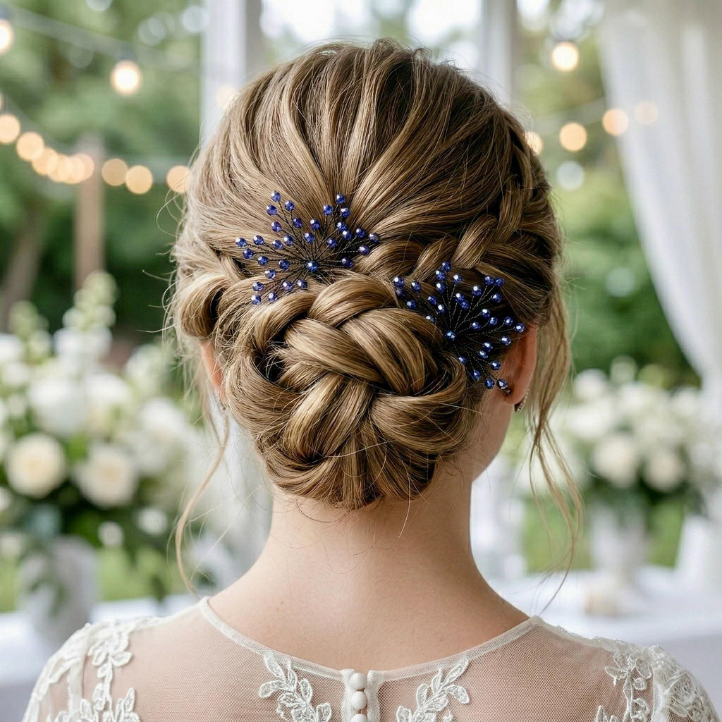 Braut Haarnadeln Blau Kristall Strass Draht Haarschmuck - AVYRAA BRIDAL