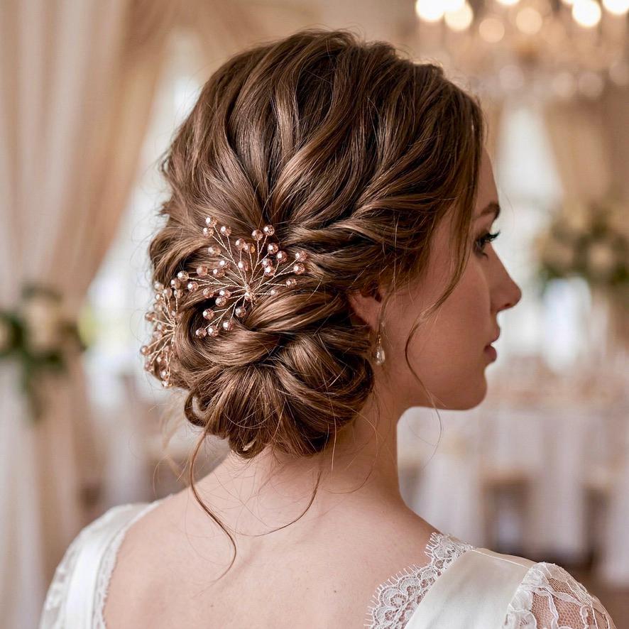 Braut Haarnadeln Champagner Kupfer Glasperlen Draht Haarschmuck - AVYRAA BRIDAL