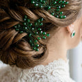 Braut Haarnadeln grün Kristall Strass Draht Haarschmuck - AVYRAA BRIDAL