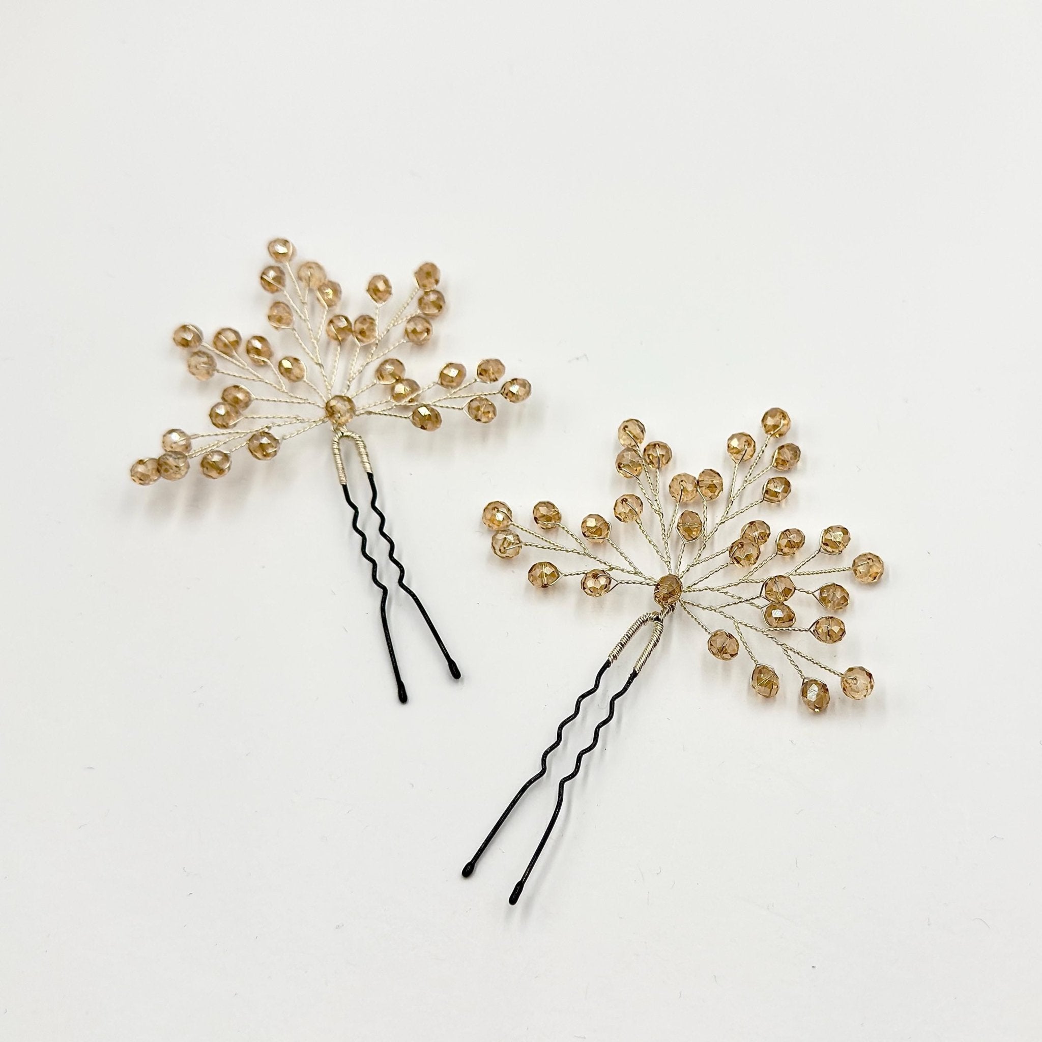 Braut Haarnadeln Hellgold Kristall Strass Draht Haarschmuck - AVYRAA BRIDAL