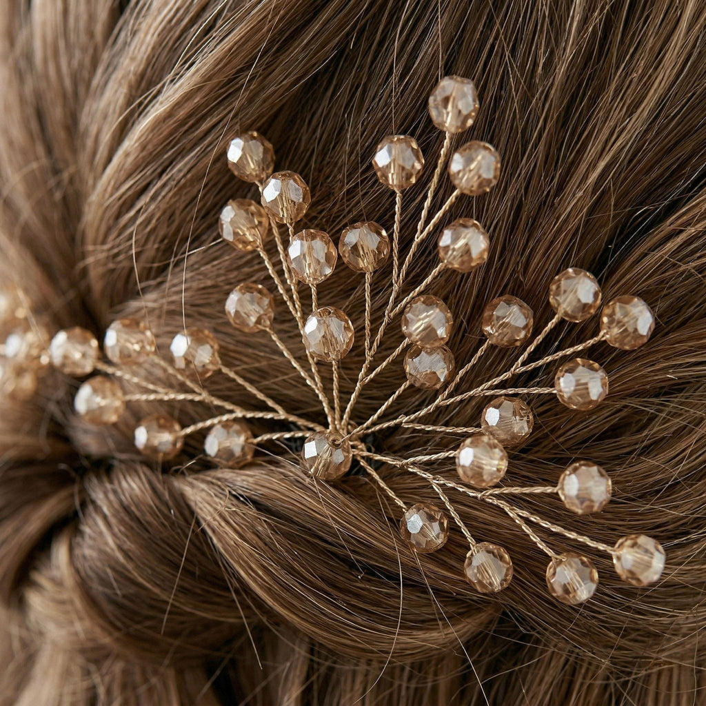 Braut Haarnadeln Hellgold Kristall Strass Draht Haarschmuck - AVYRAA BRIDAL
