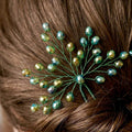 Braut Haarnadeln Olivgrün Gold Kristall Strass Draht Haarschmuck - AVYRAA BRIDAL
