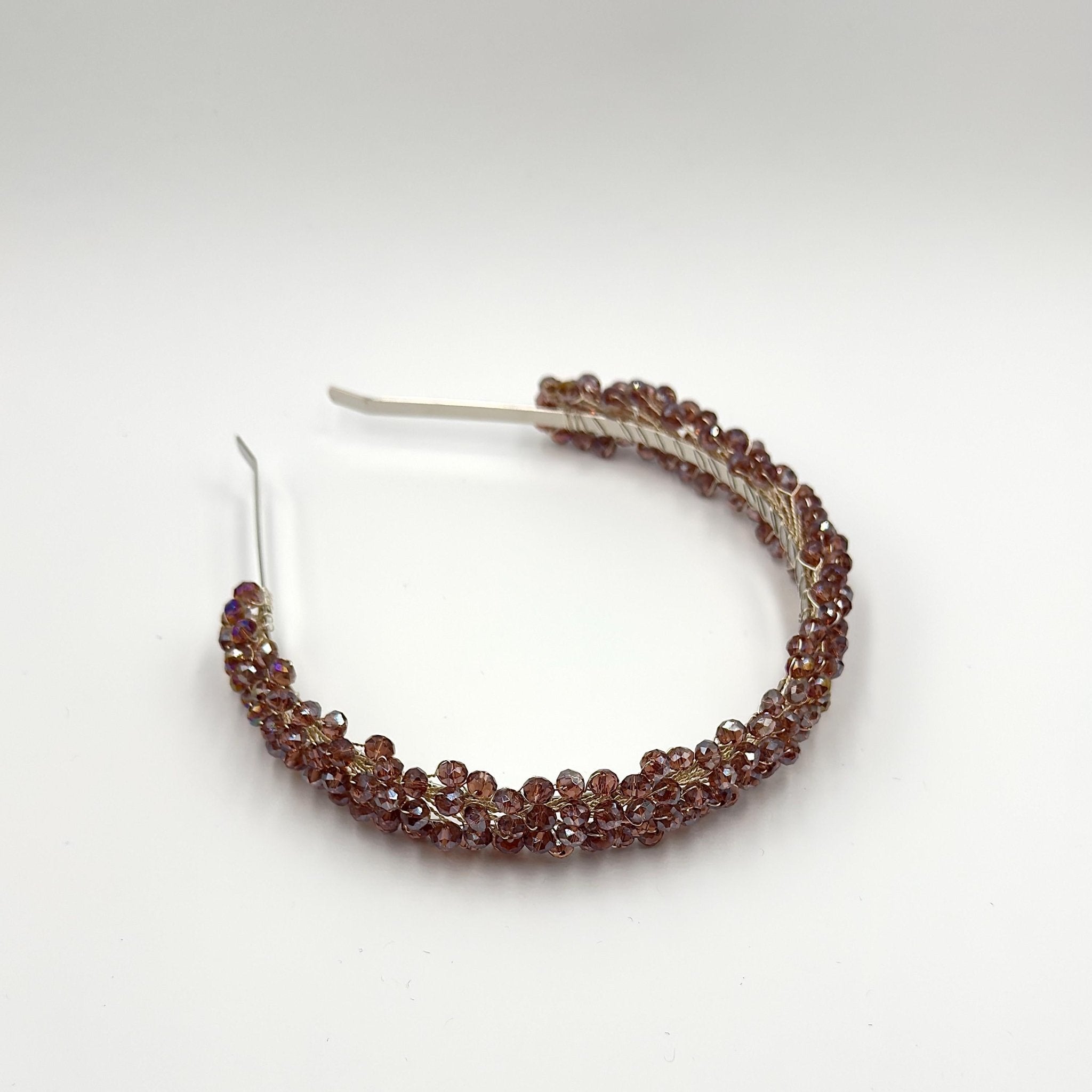 Braut Haarreif Altrosa Champagner Kristall Strass Draht Haarband Haarschmuck - AVYRAA BRIDAL
