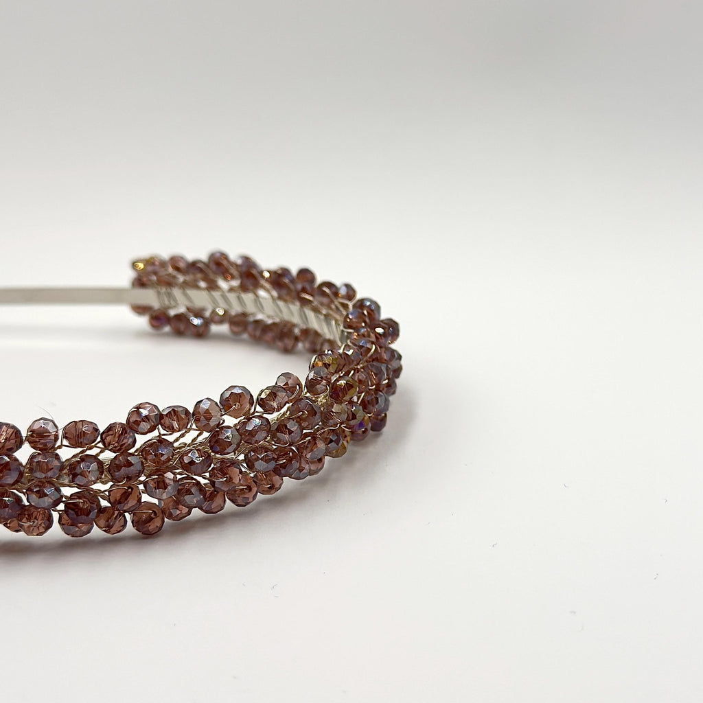 Braut Haarreif Altrosa Champagner Kristall Strass Draht Haarband Haarschmuck - AVYRAA BRIDAL