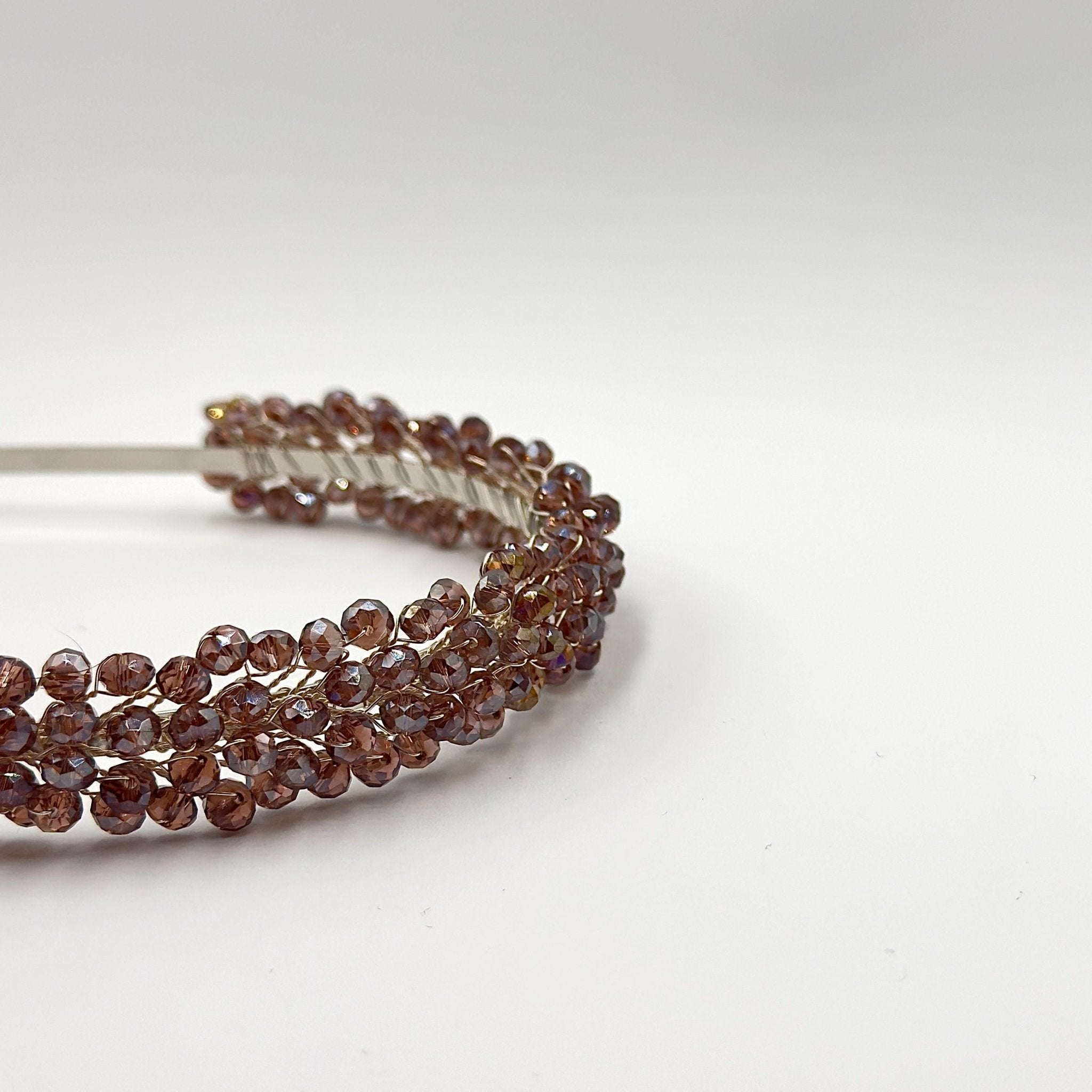 Braut Haarreif Altrosa Champagner Kristall Strass Draht Haarband Haarschmuck - AVYRAA BRIDAL