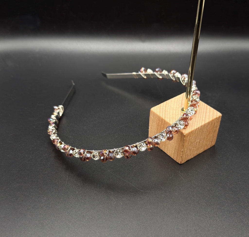 Braut Haarreif Champagnerbraun, Kristall Tiara Strassdraht Metal Haarschmuck - AVYRAA BRIDAL