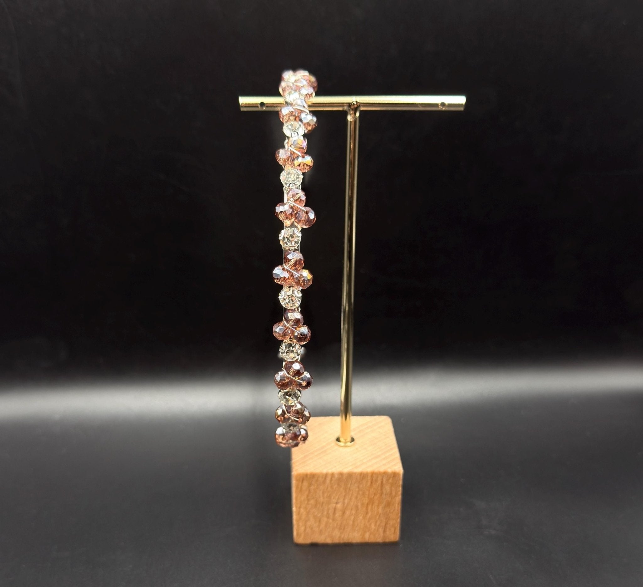 Braut Haarreif Champagnerbraun, Kristall Tiara Strassdraht Metal Haarschmuck - AVYRAA BRIDAL