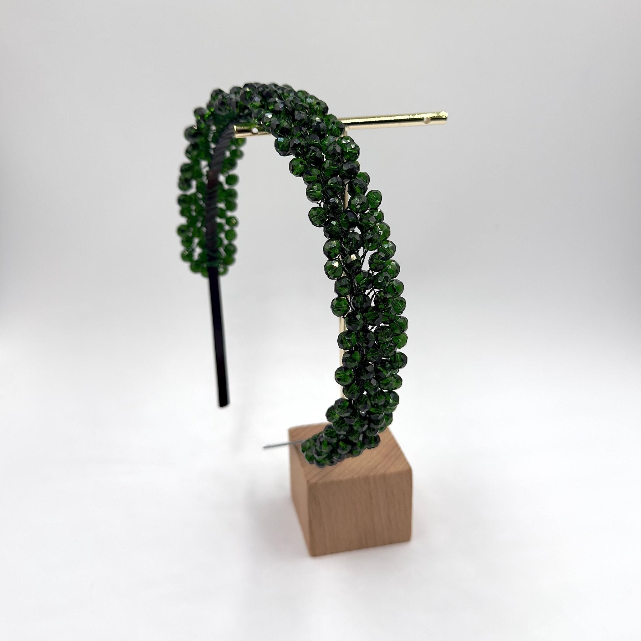Braut Haarreif Dunkelgrün Kristall Strass Draht Haarband Haarschmuck - AVYRAA BRIDAL