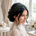 Braut Haarreif Dunkelgrün Kristall Strass Draht Haarband Haarschmuck - AVYRAA BRIDAL