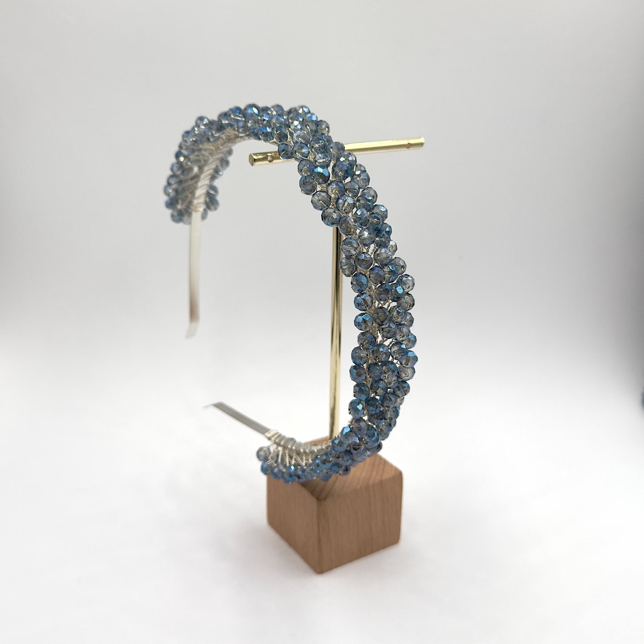 Braut Haarreif Hellblau Kristall Strass Draht Haarband Haarschmuck - AVYRAA BRIDAL