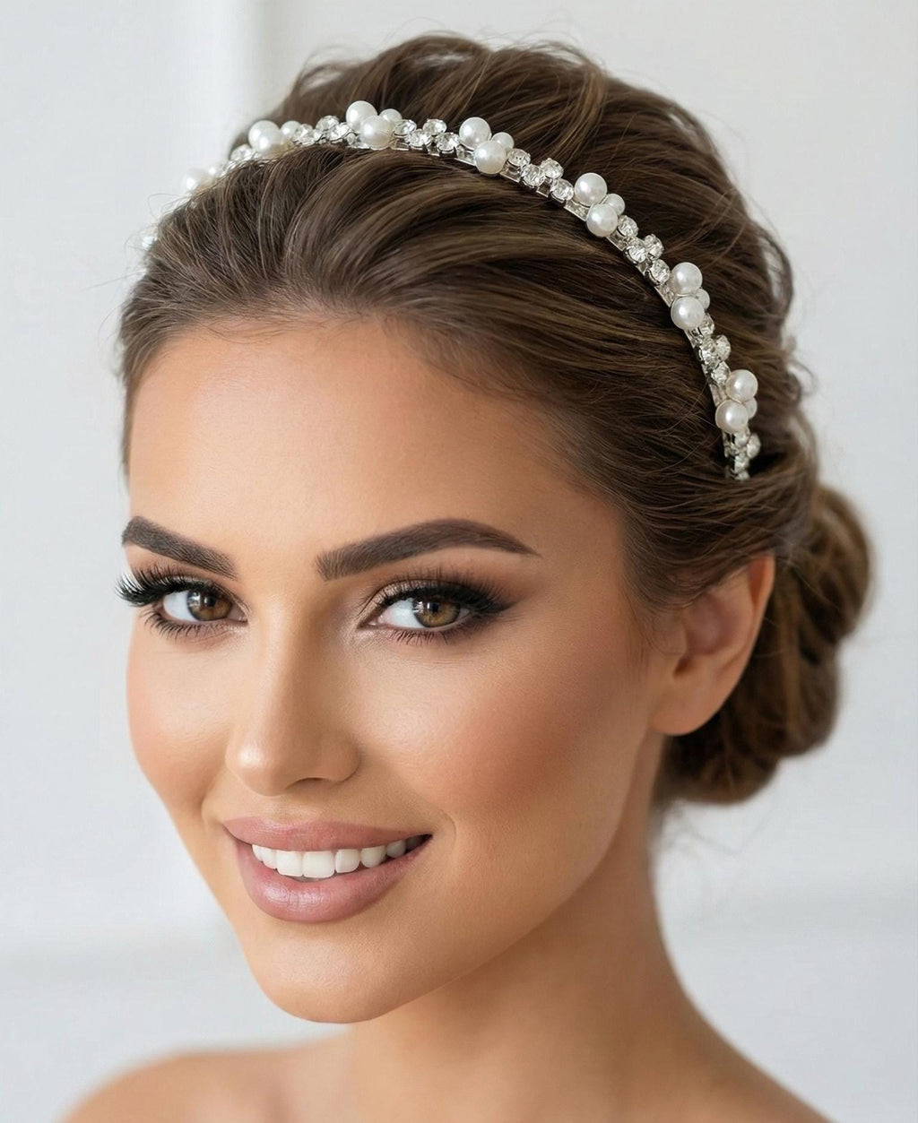 Braut Haarreif Kristall Perlen Draht Haarband Haarschmuck - AVYRAA BRIDAL