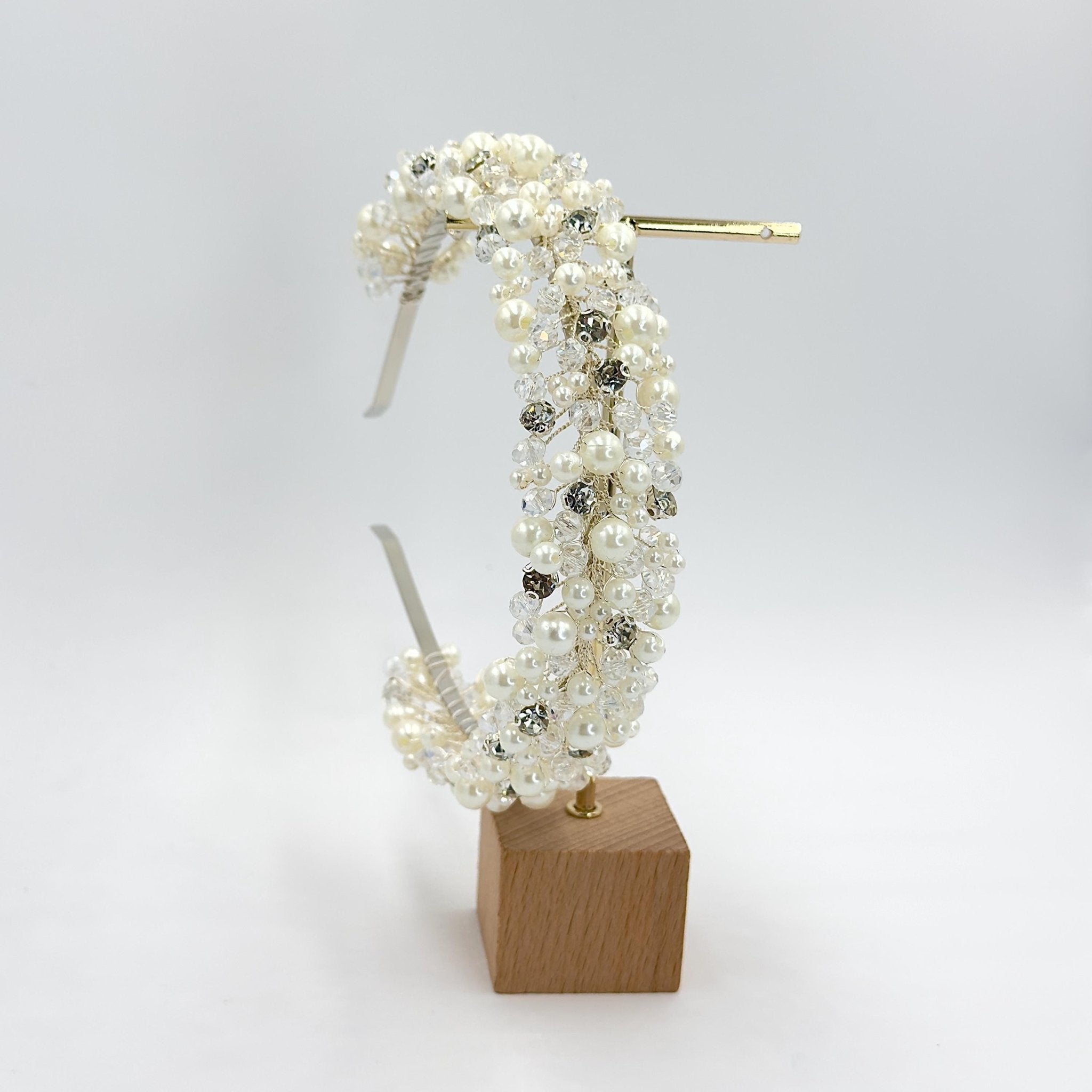 Braut Haarreif Kristall Perlen Draht Haarband Haarschmuck - AVYRAA BRIDAL