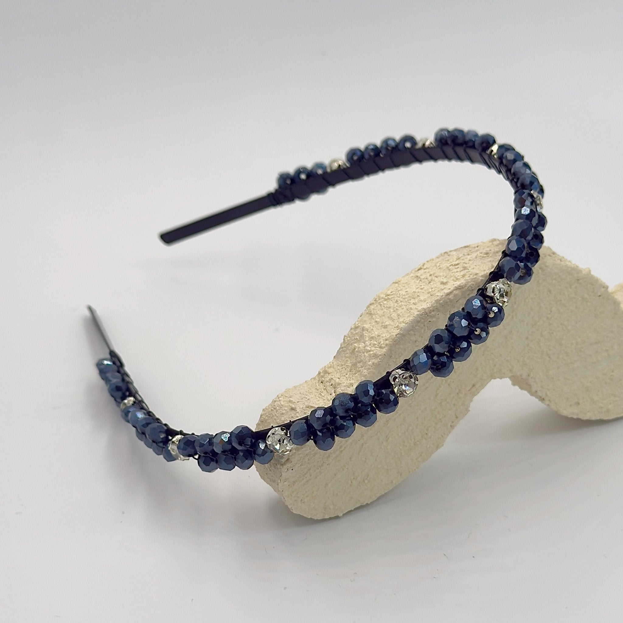 Braut Haarreif Navyblau Kristall Strass Draht Haarband Haarschmuck - AVYRAA BRIDAL