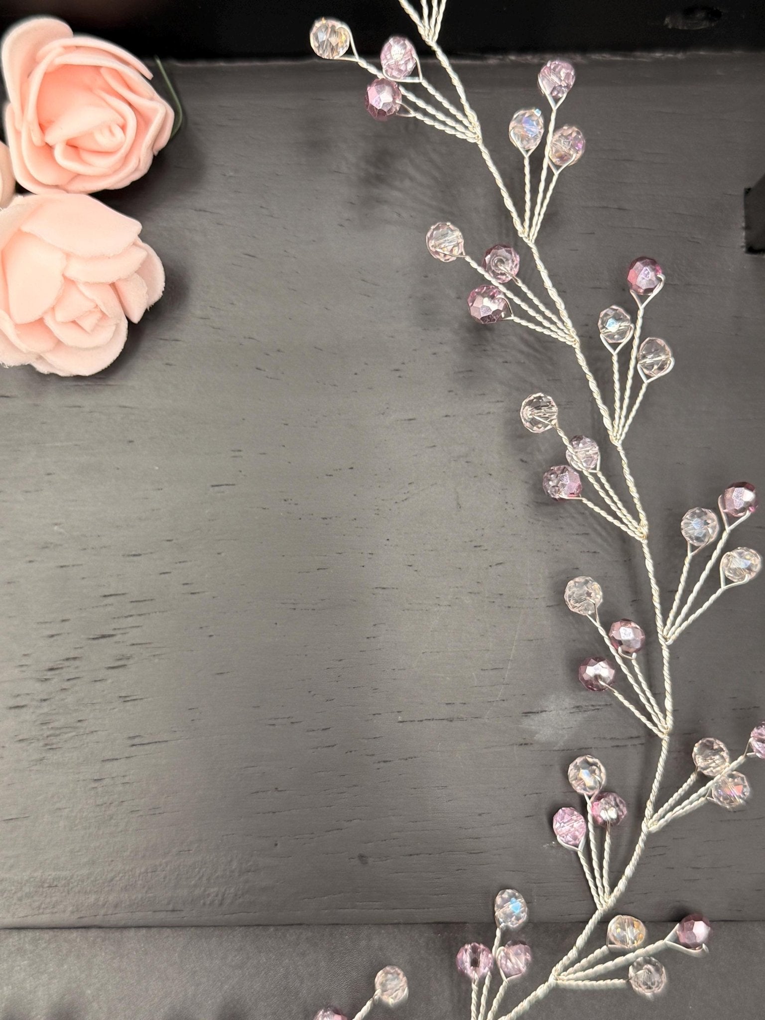 Braut Haarreif Pastellrosa Kristall Strass Draht Haarband Haarschmuck - AVYRAA BRIDAL