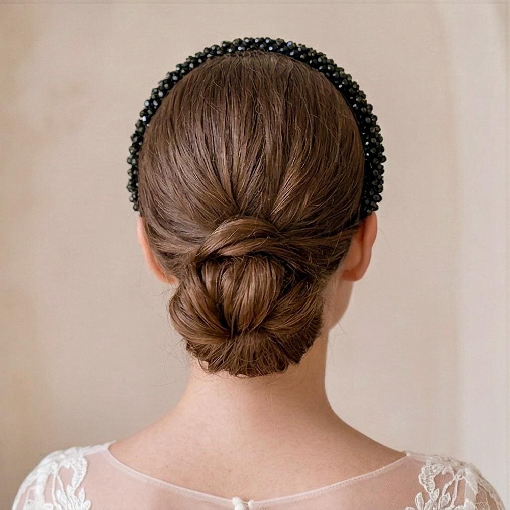 Braut Haarreif Schwarz Kristall Strass Haarband Draht Haarschmuck - AVYRAA BRIDAL